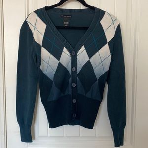 NY&CO Teal Ombré Argyle Cardigan